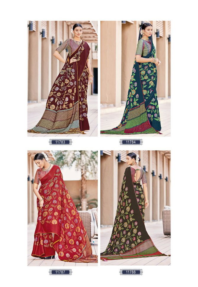 KAVIRAA New Exclusive Fancy Wear Georgette Printed Designer Saree Collection